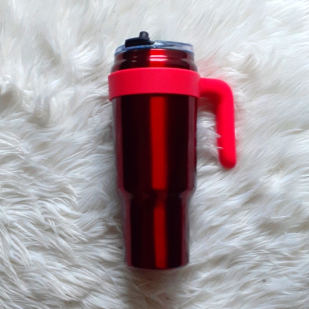 Red Primula Large Insulated Stainless Steel Tumbler with Straw